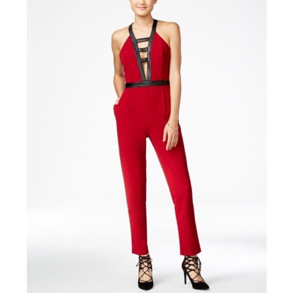 Xoxo Juniors' Faux-Leather-Trim Halter
Jumpsuit